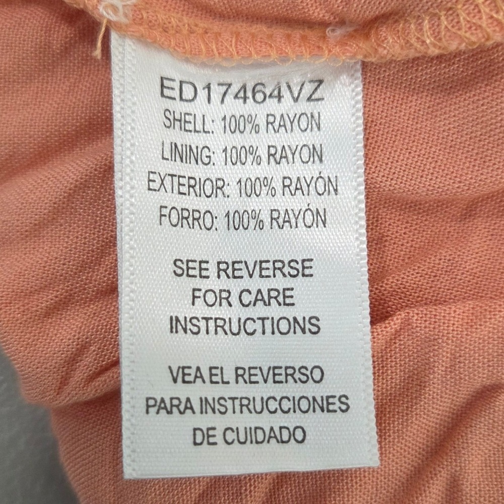 En Creme Orange Rayon Maxi Dress Large Embroidered Floral Halter Boho Summer - Picture 13 of 16